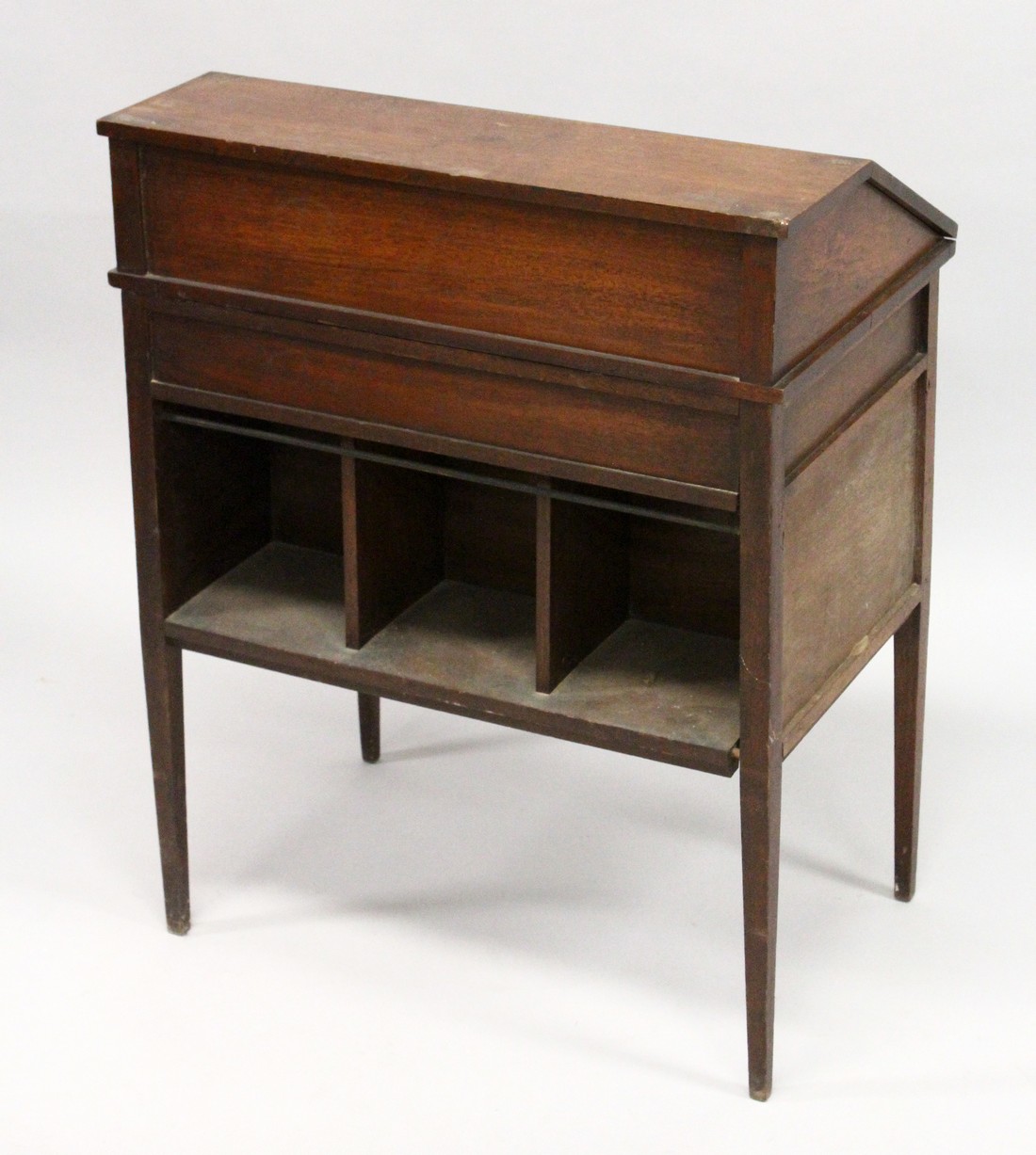 LIBERTY & CO. A SMALL ARTS AND CRAFTS WALNUT BUREAU, the fall front enclosing pigeon holes and a - Image 2 of 7