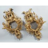 A GOOD PAIR OF CLASSICAL REVIVAL ORMOLU FOUR LIGHT WALL APPLIQUES, of lyre form with eagle head