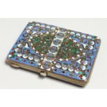 A RUSSIAN SILVER AND ENAMEL CIGARETTE CASE. 11cm x 8cm.