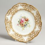 A ROYAL CROWN DERBY PLATE, with a large bouquet of flowers by Cuthbert Gresley. Signed C Gresley,