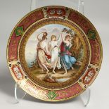 A SUPERB 19TH CENTURY VIENNA CIRCULAR PLATE of the Three Graces "Drei Gracien". Beehive mark in