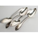 A SET OF FOUR CONTINENTAL SILVER TABLESPOONS, dated 1801.