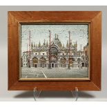 A LARGE MICRO MOSAIC OF SAINT MARK'S BASILICA, VENICE. 11ins x 13ins, framed by The Dawson