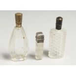 THREE SILVER TOP SCENT BOTTLES