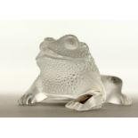 A GOOD LALIQUE FROSTED TOAD. Signed Lalique, France. 10ins high.