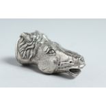 A HEAVY CAST SILVER HORSE'S HEAD VESTA CASE.