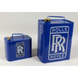 TWO "ROLLS ROYCE" BLUE TIN JERRY CANS.