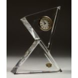 A ST LAMBERT CRYSTAL CLOCK with quartz movement. 6.5ins high.