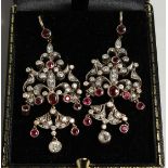 A SUPERB PAIR OF RUBY AND DIAMOND DROP EARRINGS.