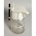 A CHRISTOPHER DRESSER DESIGN SILVER-PLATED TAPERING WATER JUG