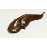 A JAPANESE BRONZE CATFISH Signed, 13cm long.