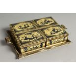 A REGENCY CHINESE SET OF FOUR BOXES on a tray. 10ins long