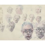 Hugh Mckenzie (1909-2005) British, head studies, watercolour on paper, 7.5" x 9.5".