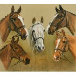 Mary Browning (20th Century) British, head studies of five horses, pastel, signed and inscribed