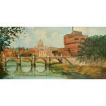 20th Century Italian School, a panoramic scene of Rome, oil on canvas, indistinctly signed and