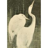 Theo Van Hoytema, Lithograph of Egrets 7.5"x 5.5" and four signed wood engravings, two by Edward