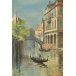 A. Vivian (19th Century), figure on a gondola on a Venetian backwater, watercolour, signed and dated