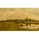 Benjamin Williams Leader (1831-1923) British, 'At Weston on Trent', a river landscape, oil on