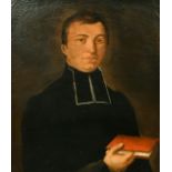 19th Century Continental School, a head and shoulders portrait of a cleric, oil on canvas laid down,