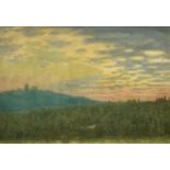 Follower of Albert Goodwin, A sweeping landscape at dusk, watercolour, 9" x 13".