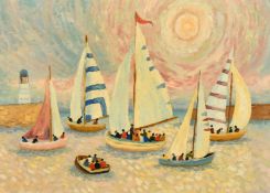 French School 20th Century, 'Regatta Normandy', oil on canvas, 9.5