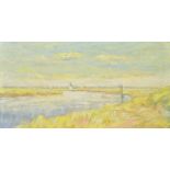 20th Century School, 'Summer on the Thurne', oil on board, indistinctly signed, 13" x 24.5",
