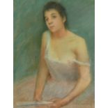 Circle of Carrier-Belleuse, a pastel of a resting ballerina, indistinctly signed, 16" x 12".