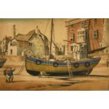 Edward Bouverie Hoyton (1900-1988), 'St. Ives, The Sloop Inn and SS63', etching and aquatint, signed