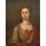 Early 20th Century, Portrait of a lady wearing a red shawl, inscription verso, said to be Ann