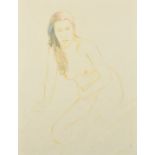 Alan Brassington (b. 1959), a study of a female nude kneeling, crayon on paper, signed with