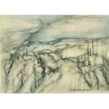Adrian Hill (1895-1977) 'Encroaching Night', charcoal and pastel, signed, 9.5" x 13".