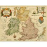 Magnae Britanniae Et Hiberniae Tabula, an antique hand coloured map of the British Isles, 12.5" x