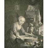 Surugue after Gerrit Dou, 'Le Hachis D'Oignons', probably 18th Century, engraving, 8.25" x 6.5".