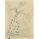 Early 20th Century, an unframed costume design, 14" x 10", along with a further unrelated collection