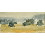 Timothy Gibbs (1923-2012) British, Trees in a landscape, watercolour, initialled in pencil, 2.75"