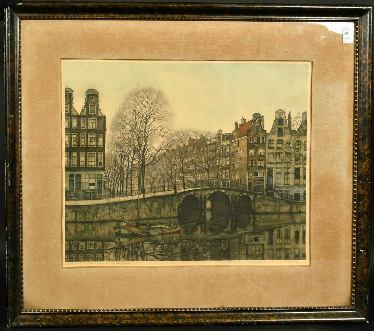 Franz Everbag (1877-1947) A bridge over a canal in Amsterdam, an etching, aquatint, signed and - Image 2 of 4