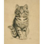 Meta Pluckebaum (1876-1945), an etching of a kitten, signed in pencil, 3" x 2.5", along with a