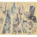 Alan Dent Wilson (b.1923) Canadian, A birds eye view of a city, (possibly Toronto), watercolour,