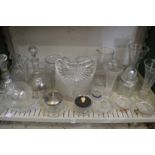 A shelf of glassware.