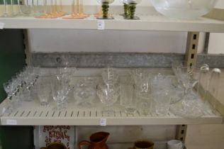 A shelf of glassware.