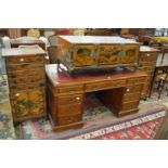 An unusual Chinese decoratively painted double sided coffee table / storage unit, complete with a