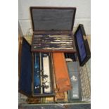 Various slide rules, drawing instruments etc.
