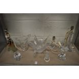 A good selection of moulded glass vases, lamps, bowls etc.