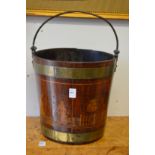 A 19th century Dutch brassbound peat or oyster bucket.