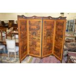 A good, large, late Victorian mahogany framed four-fold decoupage decorated dressing screen.