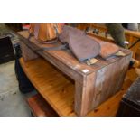 A coffee table and a mahogany chest (AF).