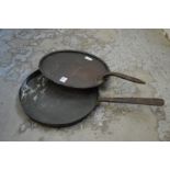 An unusual Victorian shallow copper skillet.