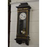 A good 19th century Vienna wall clock with gilt decorated ebonised case.