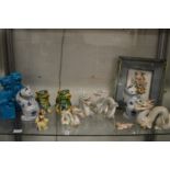 Chinese and other decorative porcelain ornaments to include dragons.