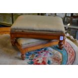 A pair of satinwood and inlaid footstools.